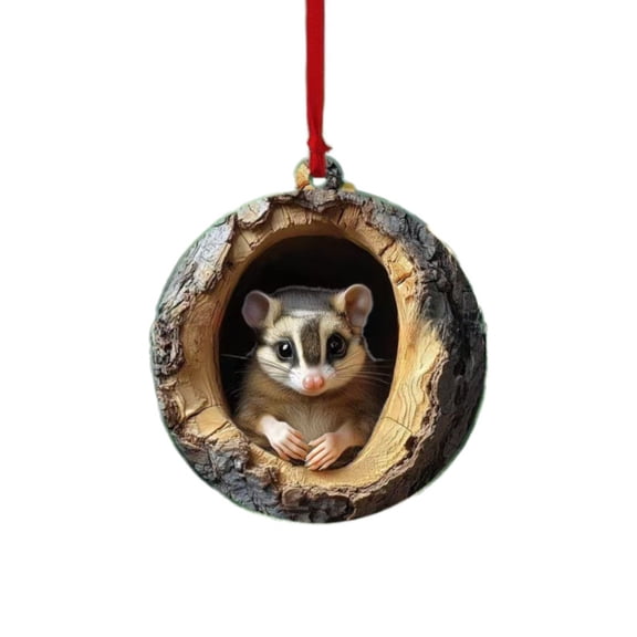 Animal Christmas Tree Ornaments ,2D Cute Woodland Wildlife Ornaments Funny Forest Animal Hanging Ornaments for Christmas Tree Decorations Fall Holiday Home Decor(Mouse)