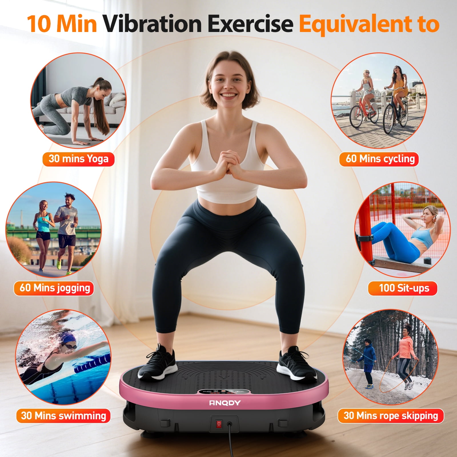 Anqdy Vibration Plate Exercise Machine Whole Body Shake with Remote Control Pink 1-Count
