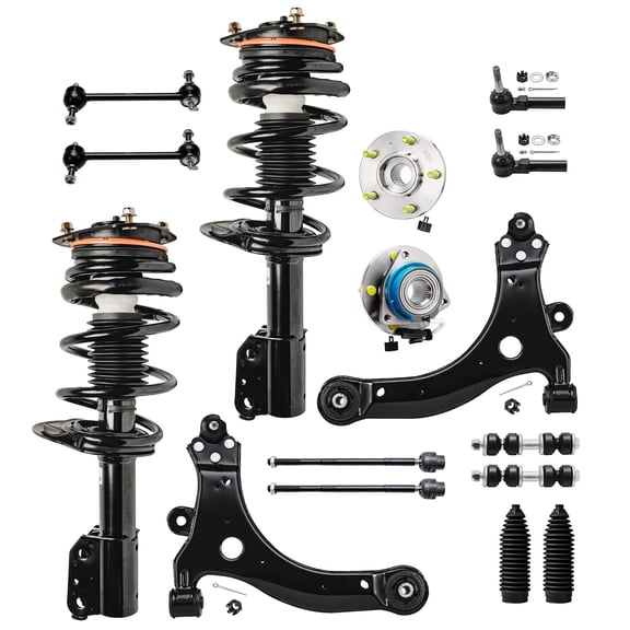 Detroit Axle - Front 16pc Struts Suspension kit for Chevrolet Impala Monte Carlo Buick Allure LaCrosse Regal Century Struts Lower Control Arms Tie Rods Wheel Bearing Hubs Boots Front Rear Sway Bars