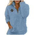 thumbnail image 2 of Fuzzy Sweatshirts for Women 2025 Long Sleeve Half Zip Stand Collared Sweatshirt with Pockets Pullover Tops, 2 of 6