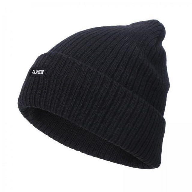 Gorros de punto jinwen para adultos Algodón clima frío color negro 2 piezas