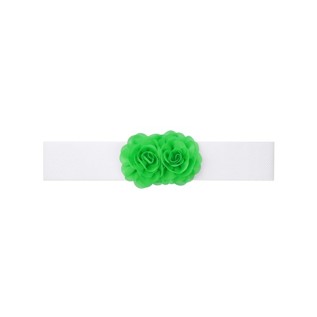 Cinturón elástico de doble flor de chiffon grande para mujer INSPIRE CHIC, corsé ancho elegante para vestido, 26.8x2.4 pulgadas, verde