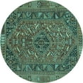 thumbnail image 1 of Ahgly Company Machine Washable Indoor Round Persian Turquoise Blue Traditional Area Rugs, 5' Round, 1 of 4