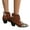 Brown, variant on Womens Classic V Cut Slip On Ankle Boots Suede Leather Stack Mid Heel Fashion Studded Dress Booties