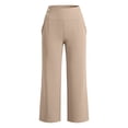 thumbnail image 6 of Sunnin Solid Color High Waist Pants Elastic Waist with Pockets Cropped Casual Everyday Wear, 6 of 6