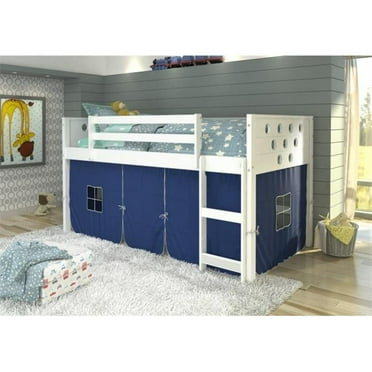 Donco Kids ' Twin Circles Low Tent White Loft Bed Blue