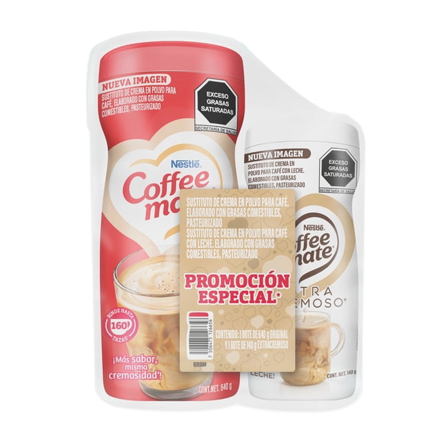 Pack cremadores para café Coffee Mate en polvo de 640 g y Coffee Mate en Polvo extracremoso de 140 g