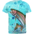 thumbnail image 2 of Rainbow Trout Jumping Splash All Over Mens T Shirt, 2 of 2