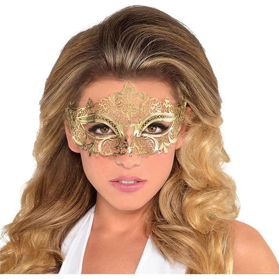 Adult Women's Gold Filigree Masquerade Mask