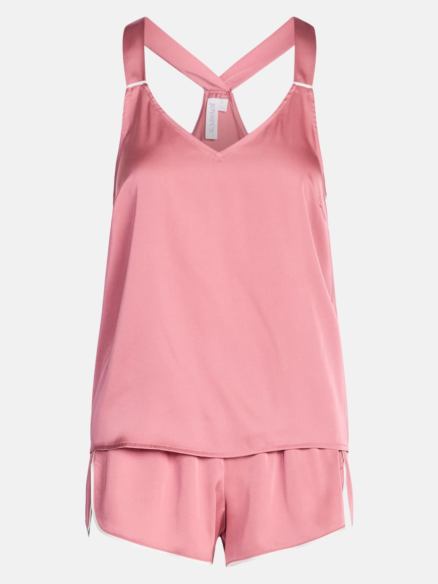 Joyspun Women’s Stretch Satin Cami and Shorts Pajama Set, 2-Piece, Sizes XS-3X