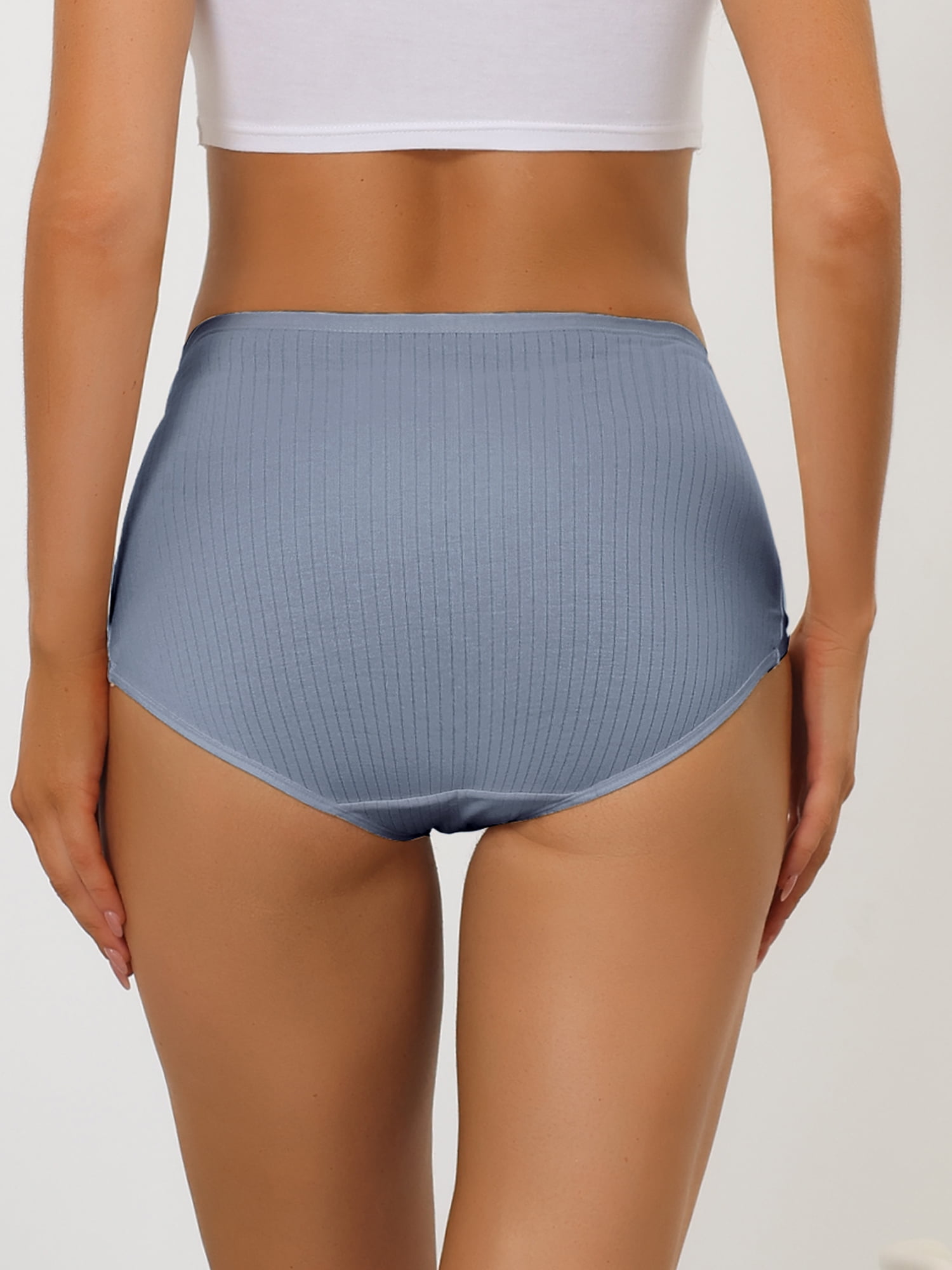 DARING DIVA Women's Ribbed High Leg Underpants Available In Plus Size 3XL Blue