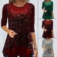 thumbnail image 6 of Women Sequin Party Tunic Tops Long Sleeve Casual T-Shirt Blouse O Neck Clothing, 6 of 9