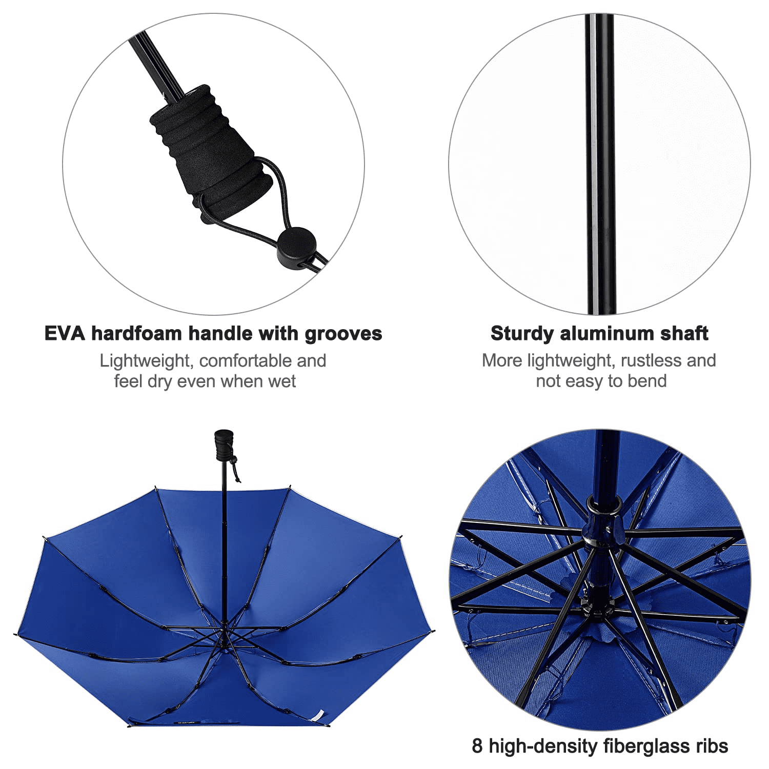 G4Free Liteflex Hiking Umbrella Mini Compact Ultralight Collapsible Reflective Silver Trekking Backpacking Umbrella