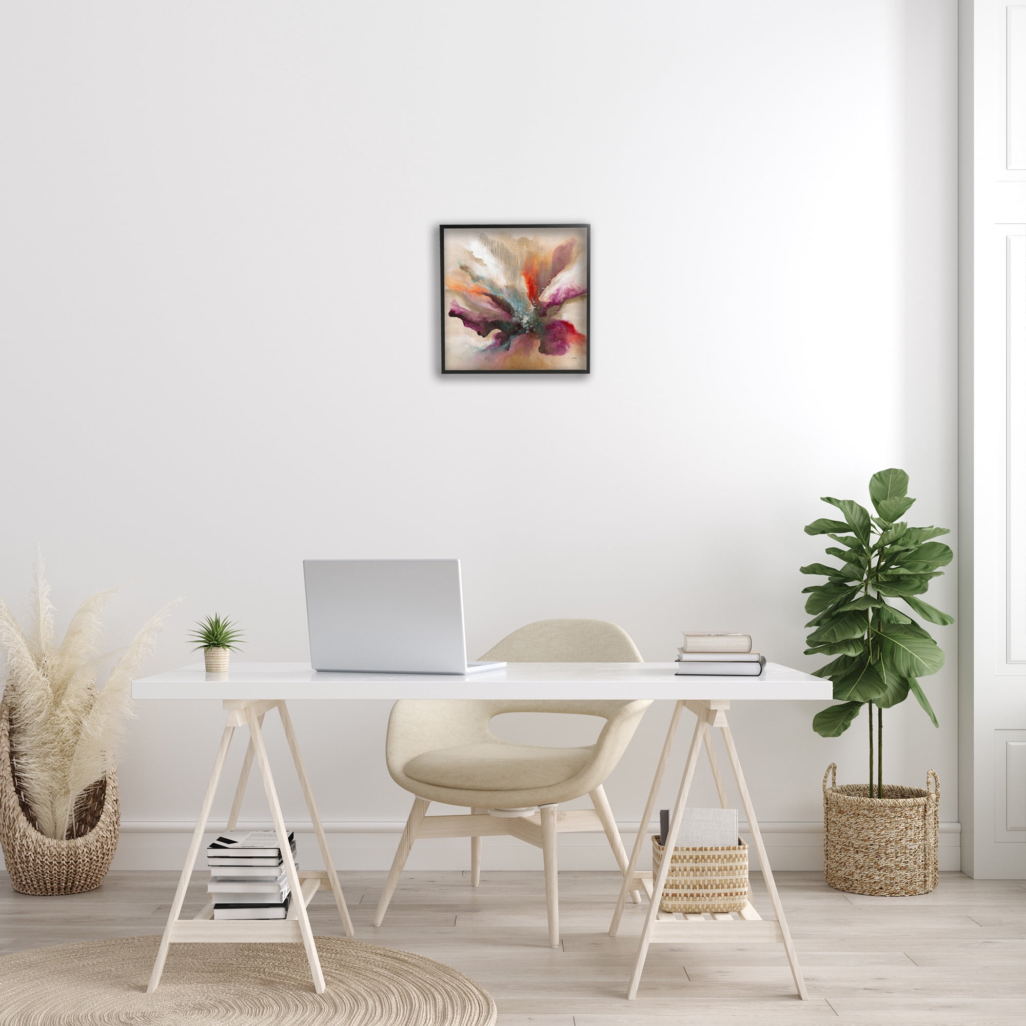 Stupell Industries Modern Botanical Leaves Botanical & Floral Painting Black Framed Art Print Wall Art, 17 x 17