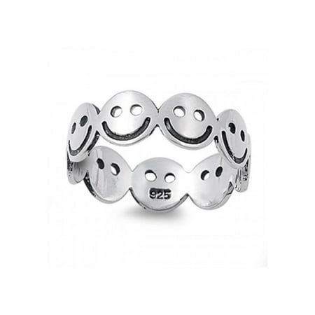 Face Ring - 925 Sterling Silver Smiley Face Ring