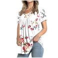 thumbnail image 1 of yievot Hauts à Manches Courtes Col Rond Imprimé pour Femmes Tunique Cache-Ventre Chemises Habillées Décontractées Blouse Fluide chandail-Over Haut Féminin, 1 of 5