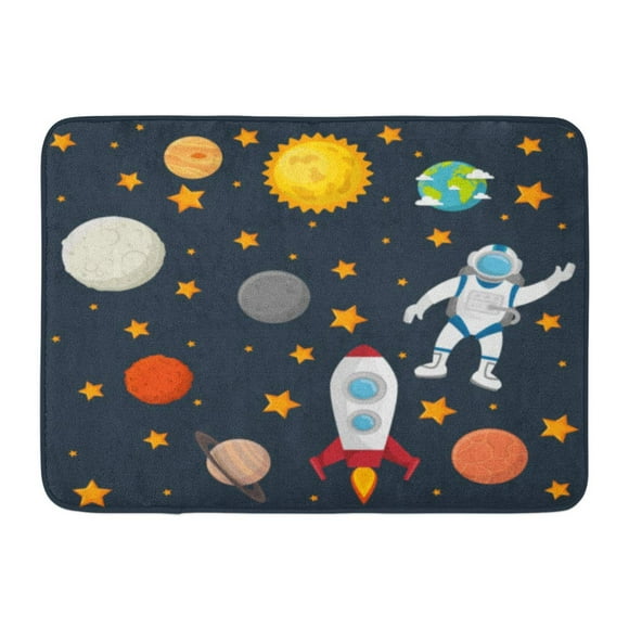 YUSDECOR Solar Colorful Flat Universe Planets Space Concept Mission System Rug Doormat Bath Mat 23.6x15.7 inch