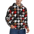 thumbnail image 2 of Naloa Houndstooth Green Red Men's Casual Hooded Collar Drawstring Hoodies Pullover Sweatshirts Casual Long Sleeve Shirts-4X-Large, 2 of 7