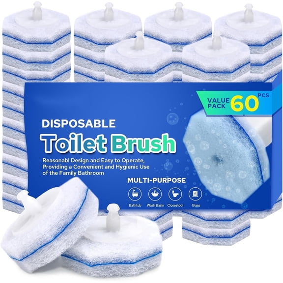 60pcs Disposable Toilet Brush. Bathroom Cleaning. Disposable Bowl Cleaners Compatible with Most Toilet Brushes