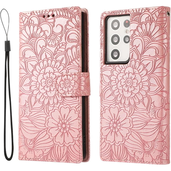 for Samsung Galaxy A51 A14 A34 A54 4G 5G Case, Versatile Unique Printed Leather Phone case, Card Slots Wallet Skin-Friendly Protector Cover Bumper(Pink,A34)