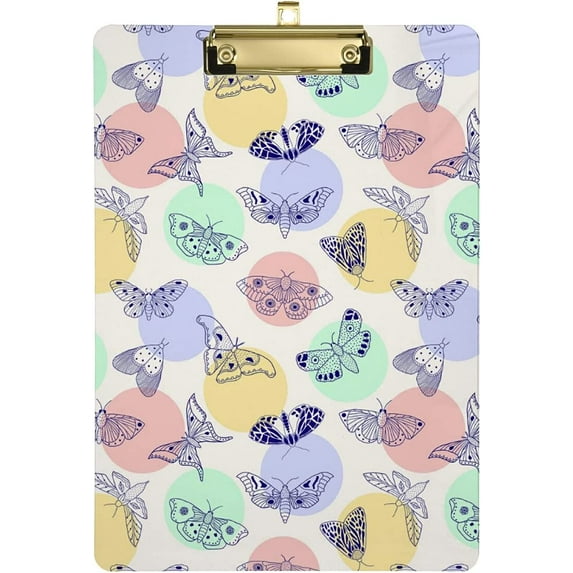 FMSHPON Butterflies Clipboard Hardboard Wood Nursing Clip Board and Pull for Standard A4 Letter 13x9 inches