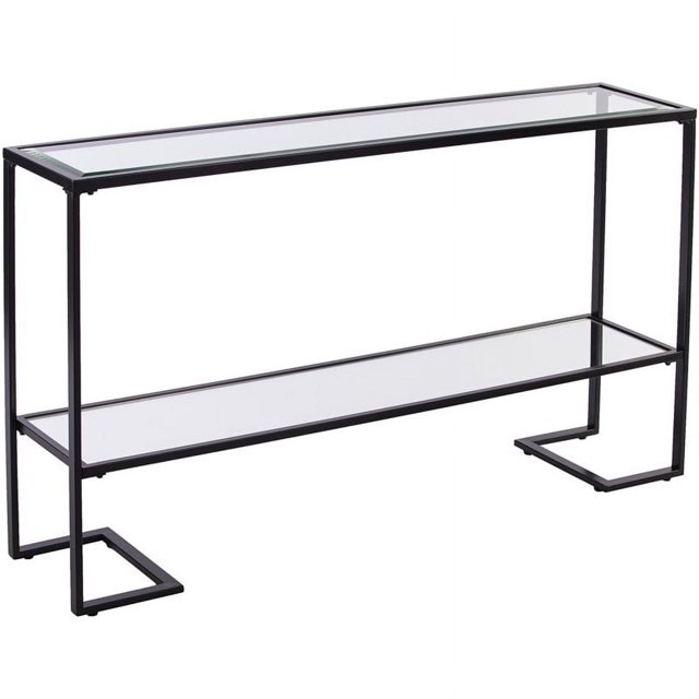 SEI Furniture Horten Glass Console Table in Black