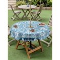thumbnail image 5 of Outdoor Tablecloth with Umbrella Hole Zipper Light Blue White Flowers Round Tablecloth 54" Waterproof Outside Table Cloth Rustic Vintage Botanical Leaves Patio Table Cover Tablecloths for Picnic, 5 of 8
