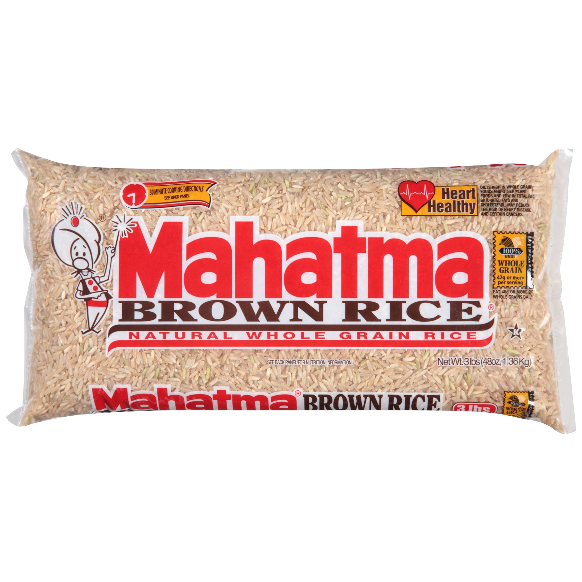 Mahatma Rice, 100 Whole Grain Brown Rice 3 lb Bag