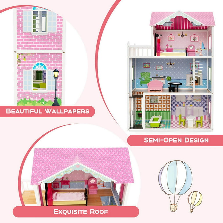 レゲエ HARMONY HOUSE 7枚セット Gymax Kids Wooden Dollhouse with Working Elevator