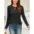 thumbnail image 3 of Fancyglim Women Long Sleeve Shirts Crew Neck Casual Tunic Tops Sweaters Black M, 3 of 8