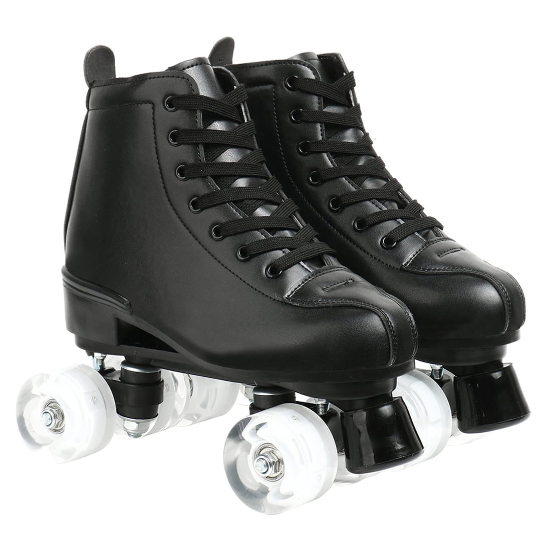 EONROACOO Teen Kids Skates, Light up Black Roller Skates for Women Girls Boys(Women 7/Men 6)