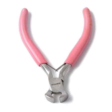 Carbon Steel Jewelry Pliers End Cutting Pliers with Plastic Pink 9.8x7.4x1.35cm