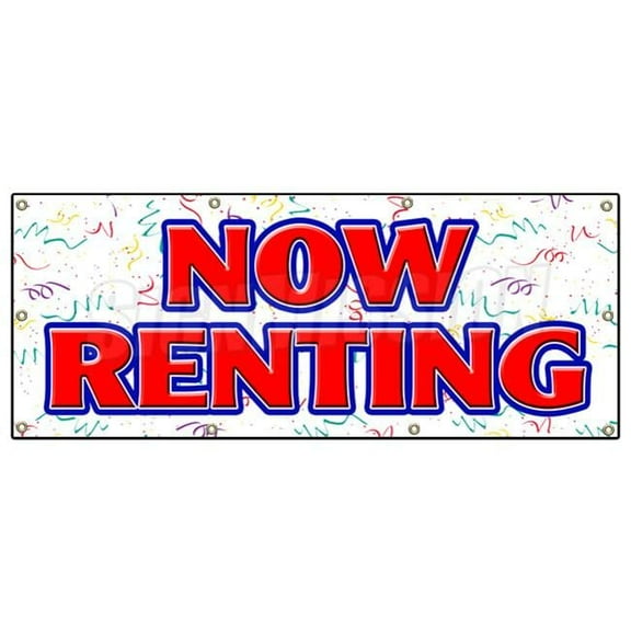 36 x 96 in. Now Renting Banner Sign - For Lease Rent Office Retail Space Apartment