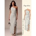 thumbnail image 6 of Womens One Shoulder Black And White Polka Dot Long Dress With Ruffle Hem, 6 of 6