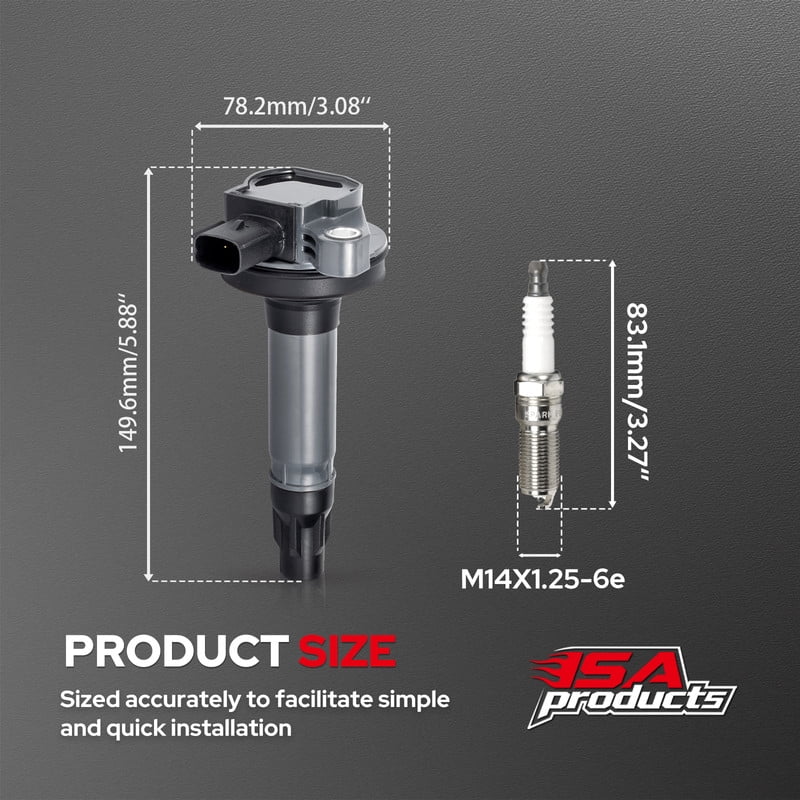 ISA Ignition Coil Pack and 6 Spark Plug SP411 Compatible with Ford Edge Flex Fusion Lincoln MKS MKT MKX MKZ Mazda CX-9 3.5L 3.7L Replacement for UF553 UF595 5C1652 ‌Set of 6