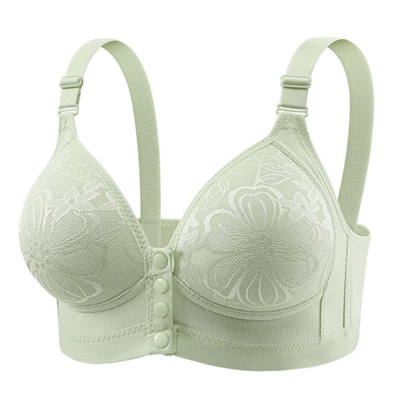 Bras for Women Front Button Thin Breathable Wire Free Support Bralette Floral Print Wide Strap Style Light Breathable Fabric Ladies Underwear Everyday Lingerie