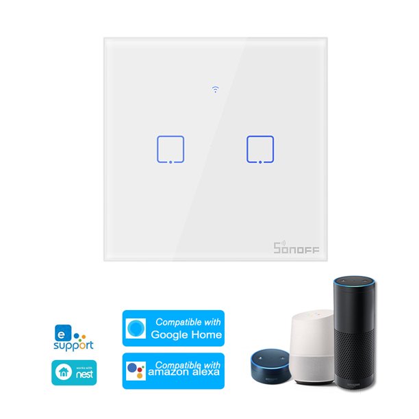 T0eu2c Tx 2 Gang Smart Wifi Wall Light Switch App Touch Control Timer Panel Home Automation Compatible With Home Nest Amp