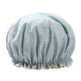 thumbnail image 1 of Waterproof Shower Cap Print Double Layer Elastic Shower Hair Cover Reusable, 1 of 5