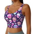 thumbnail image 2 of Pofeuu Skull mushroom colorful cute Print Sports Bra for Women Sexy Vest Yoga Running Gym Fitness Crop Bras Tops-Small, 2 of 8