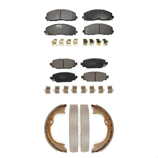 Transit Auto Front Rear Ceramic Brake Pads and Parking Shoes Kit for Car 2022 Jeep Wrangler with 328mm Diameter Rotor KTN-100868