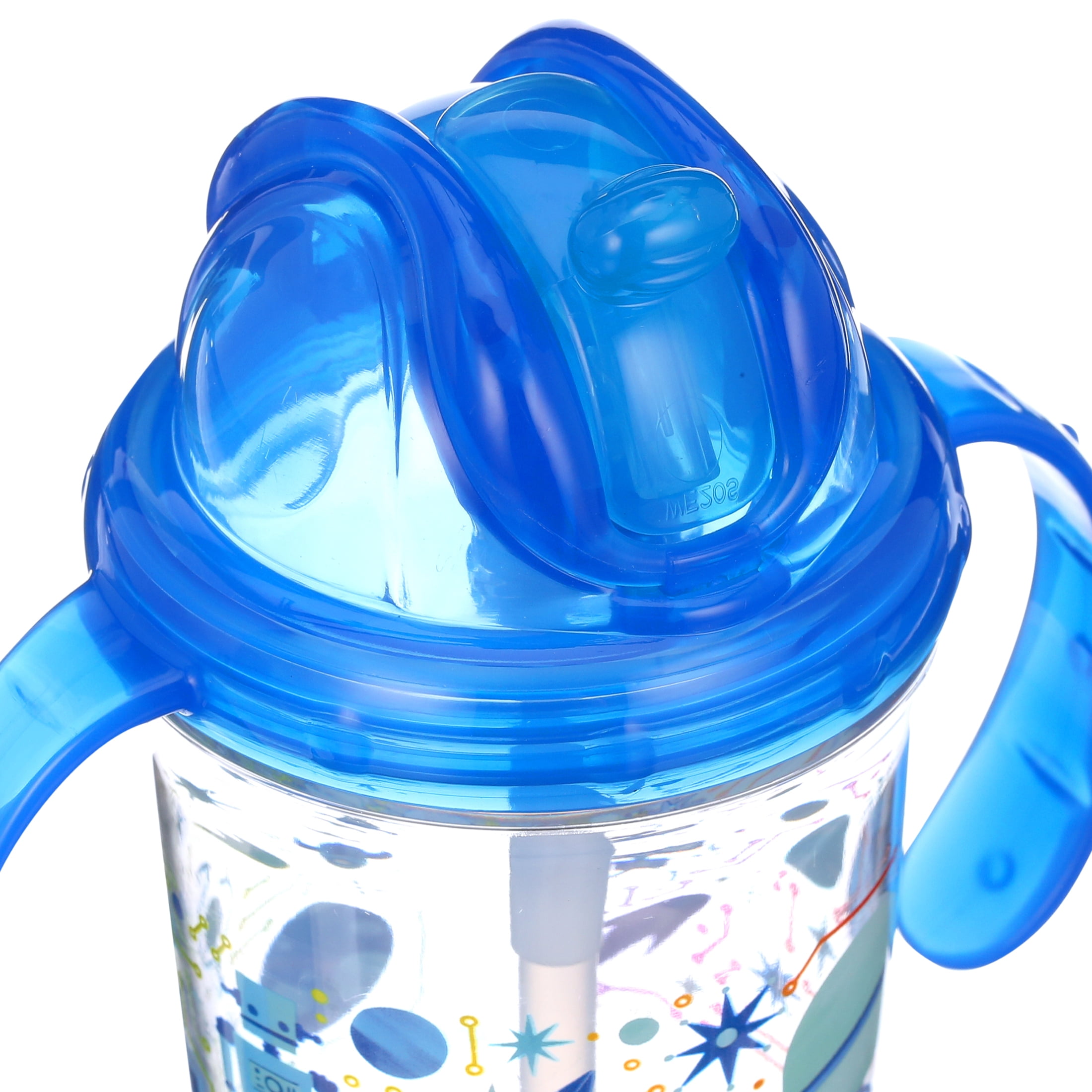 Nuby FlipNSip Silicone Straw Cup with Handles, Blue