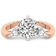 thumbnail image 3 of Round Shape 3 Carat IGI Certified Lab Grown Diamond Ring | 14K Rose Gold | Joella Three Stone Chevron Diamond Ring | FG-VS1-VS2 Quality Friendly Diamonds, 3 of 5