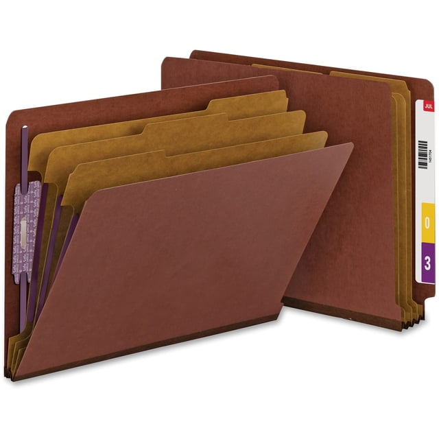 Carpeta Smead, 100% reciclada, con lengüeta en los extremos, de cartón prensado, color rojo