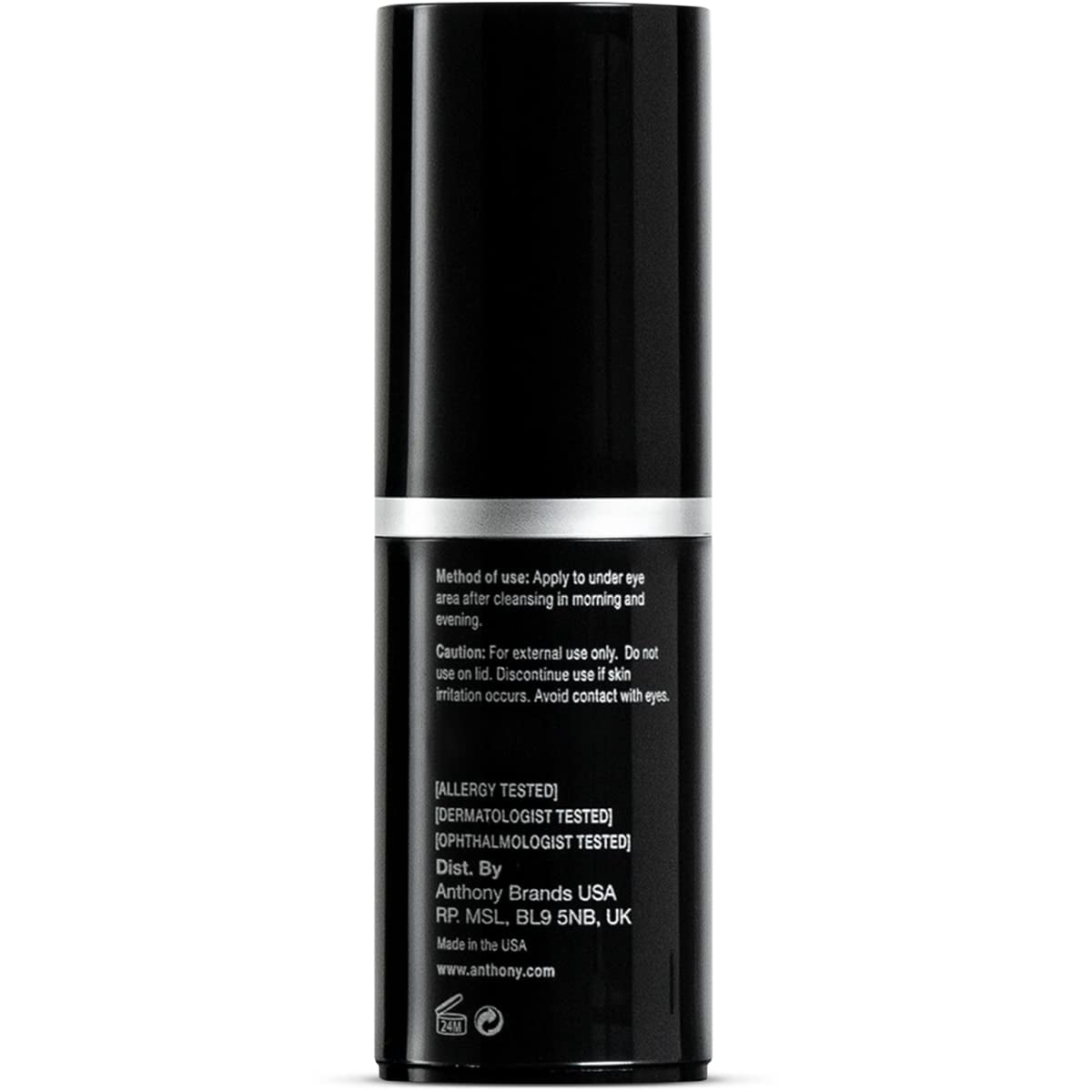Anthony Anti-Aging Continuous Moisture Eye Cream, 0.5 Fl Oz, Contains Vitamin A, C, and E, Caffeine, Jojoba, Squalane, Reduces Puffiness and Appearance Of Dark Circles and Fine Lines Pack of 3