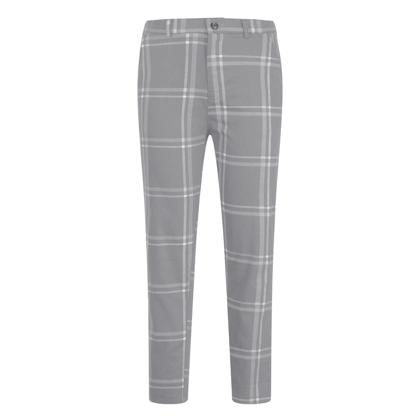 Men's Fashion Plaid StraightLeg Pant Casual Slim Fit Dress Pant