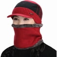 thumbnail image 1 of Hat And Scarf Set For Men Knit Hat And Scarf Fleece-lined Hat For Fall/winter Warm Woolen Hat E2k2, 1 of 7
