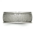 thumbnail image 3 of Titanium Polished 9mm Textured Rounded Edge Ring, 3 of 6