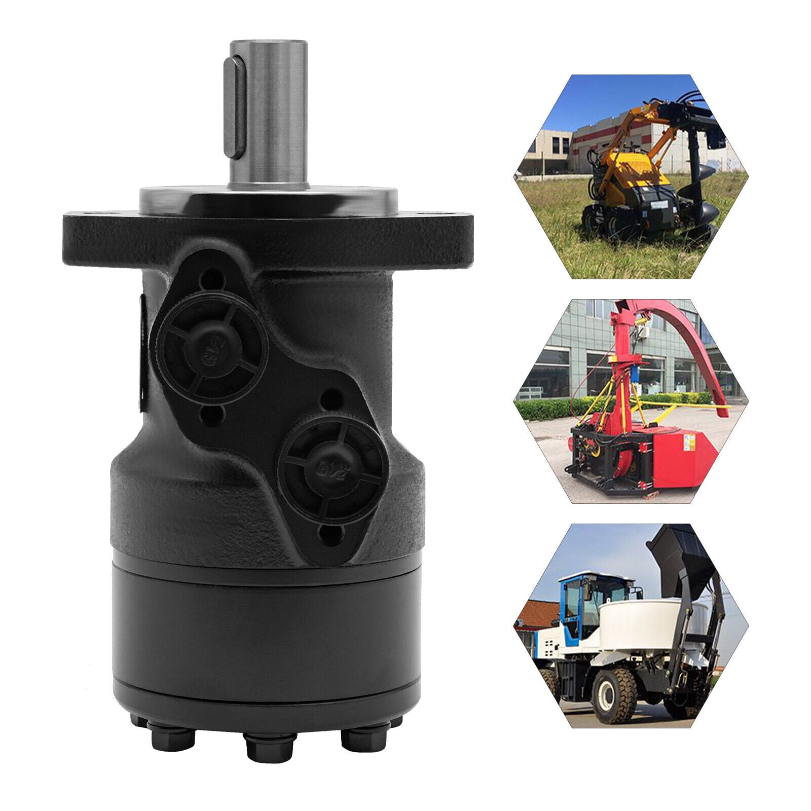 Miumaeov Hydraulic Motor 200CC BMR-200 Replace Hydraulic Motor Orbital Shaft 25mm G1/2'' Port Size Black