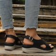 thumbnail image 3 of Orthopedic Sandals for Women Hollow out Crooss Strap Low Wedge Walking Shoes Comfy Arch Support Casual Summer Footwear Black Size 6, 3 of 7