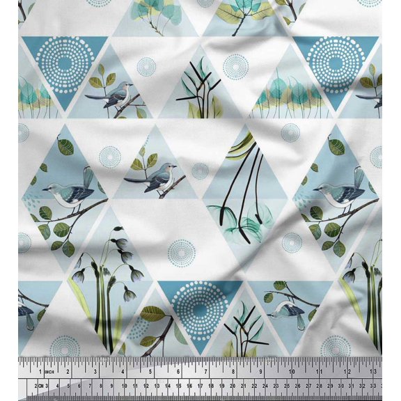 Soimoi Cotton Duck Fabric Geometric,Floral & Bird Patchwork Printed Craft Fabric by The Yard 42 Inch Wide